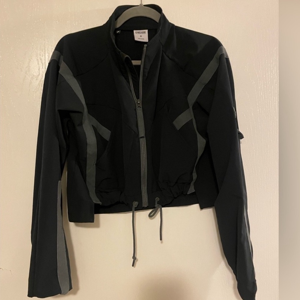 Gymshark Black and Gray Bomber Jacket